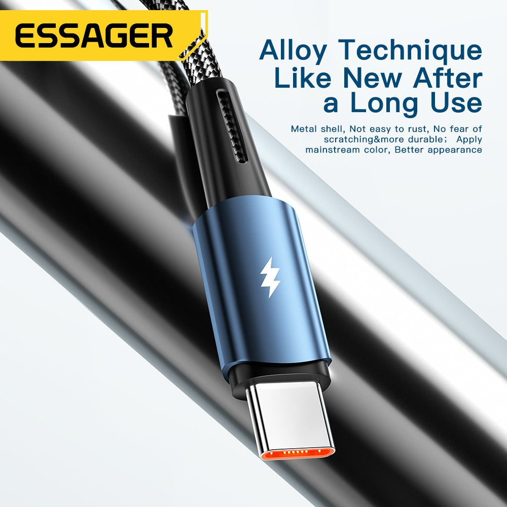 Essager-Cable USB de carga rápida para móvil, Cable de carga súper rápida tipo C