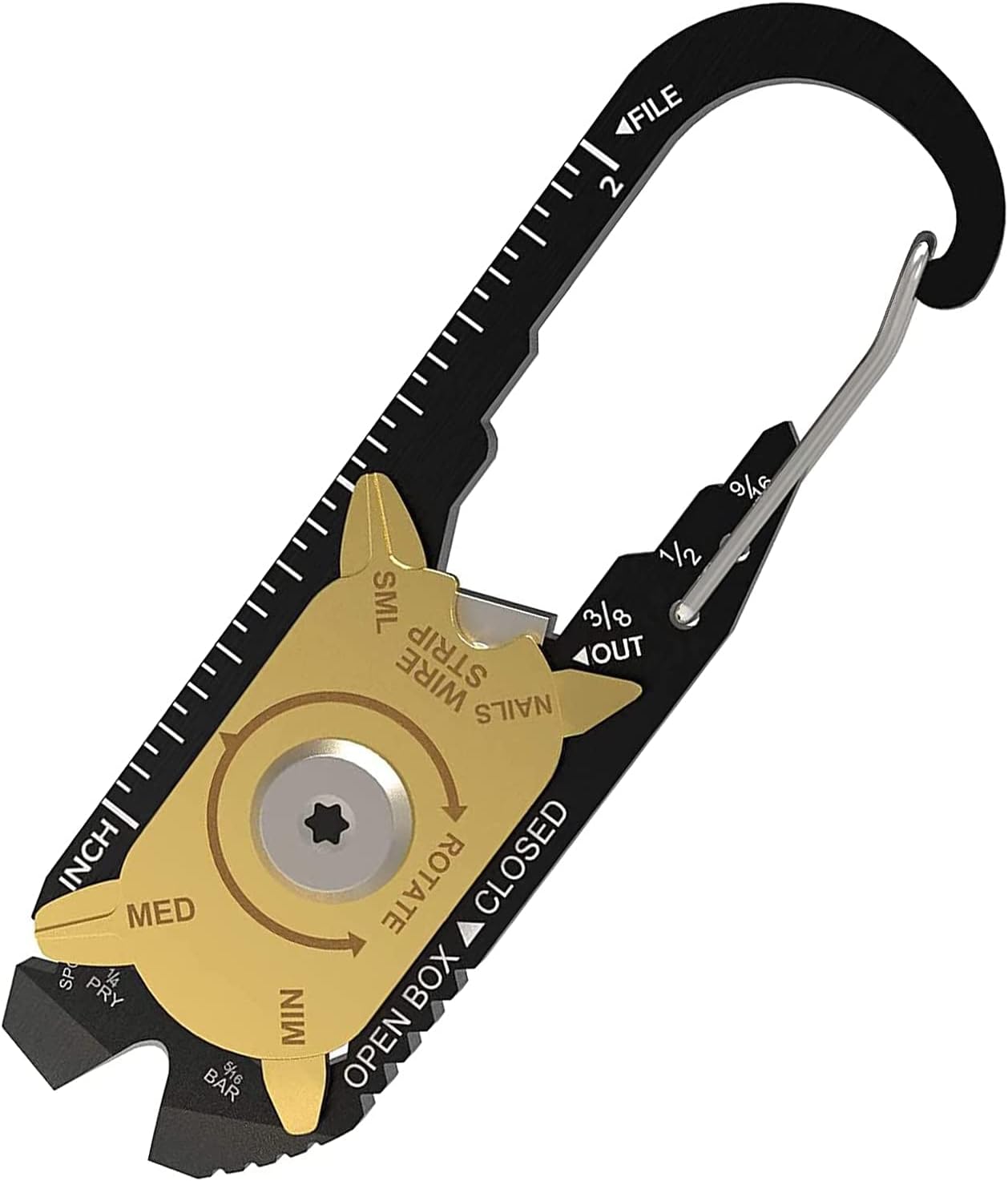 WALLIS Multiherramienta c/Mosquetón 18 Usos Acero Inoxidable Rotador Chapeado