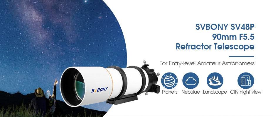 Telescopio Astronómico Svbony SV48P con Apertura de 102mm/90mm, Enfocador de Dob