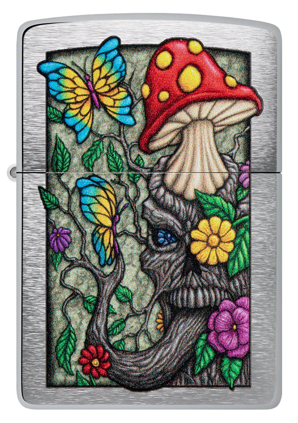 Zippo Diseño Hongo Psicodélico, Cromado Cepillado 100% U S A