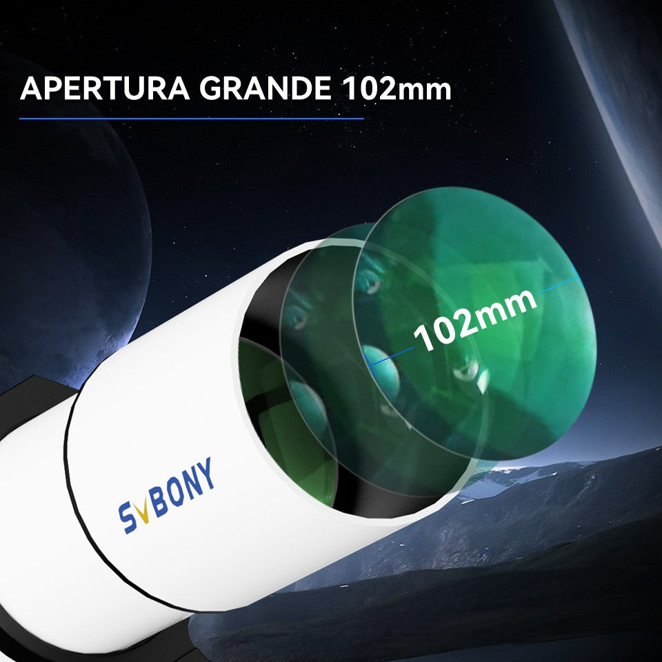 Telescopio Astronómico Svbony SV48P con Apertura de 102mm/90mm, Enfocador de Dob
