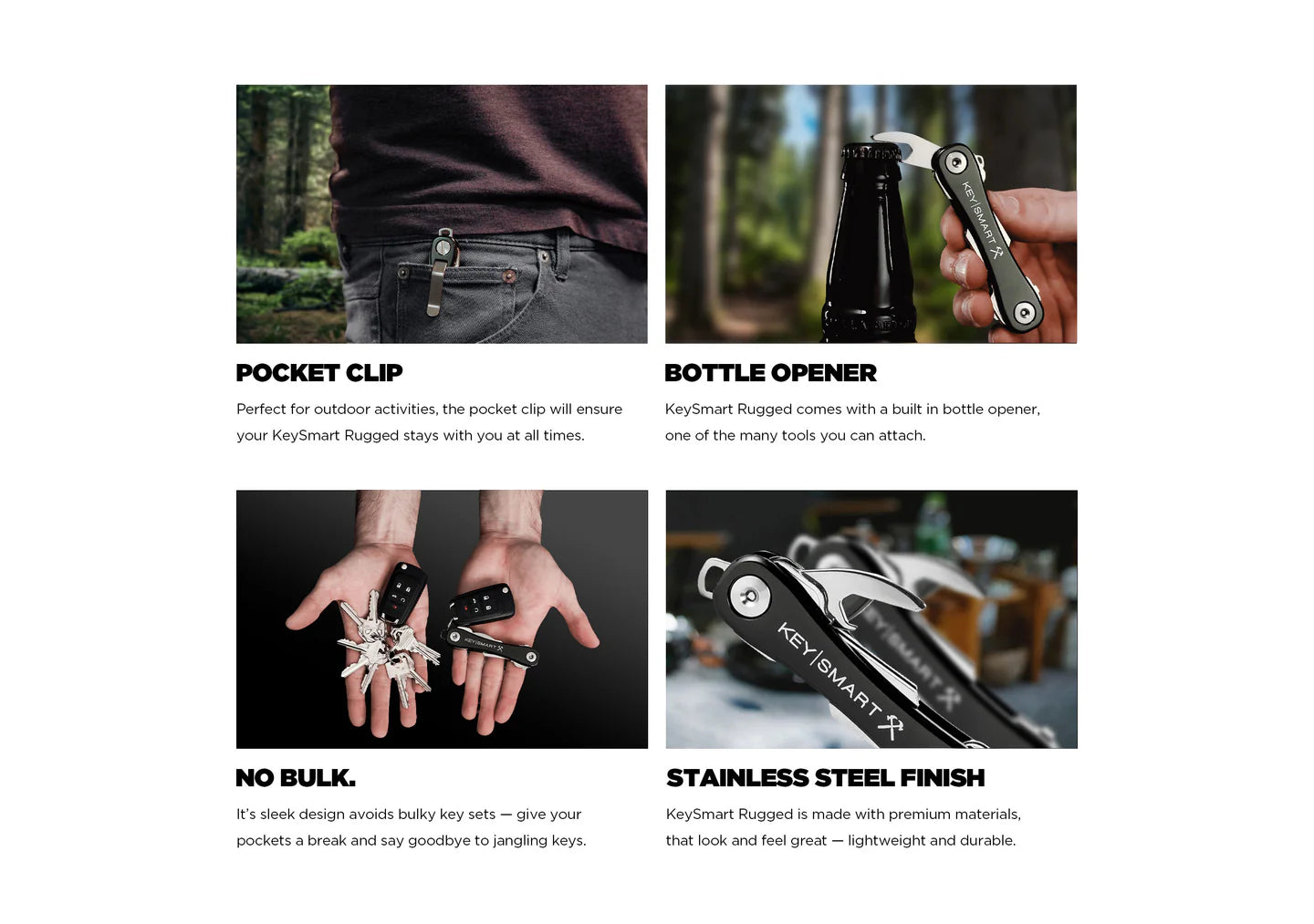 Keysmart Rugged Llavero Multiherramienta Abridor y Clip Negro USA