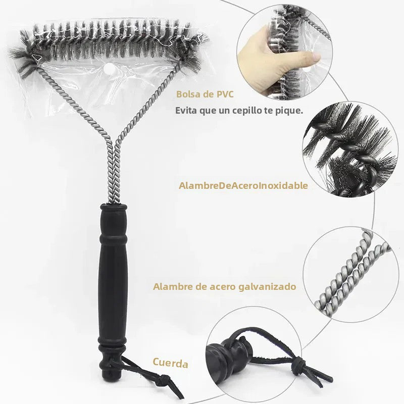Cepillo de limpieza para barbacoa de acero inoxidable, herramienta antiadherente