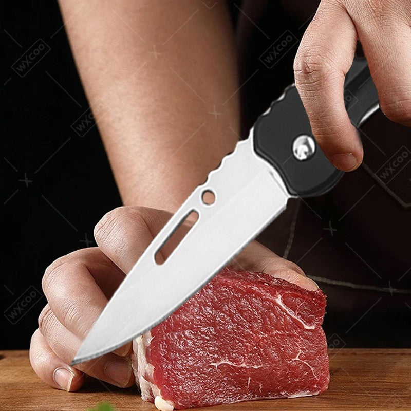Cuchillo de fruta plegable, cuchillo de bolsillo de acero inoxidable con llavero