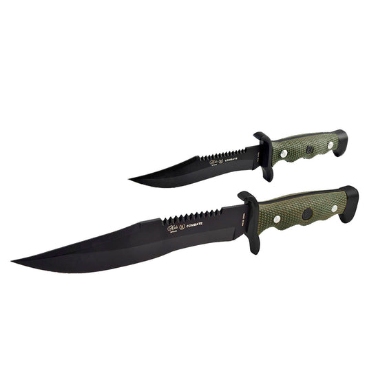 Miguel Nieto Kit Cuchillos Combate con Funda Piel Acero Inoxidable Dureza AN-58 Negro