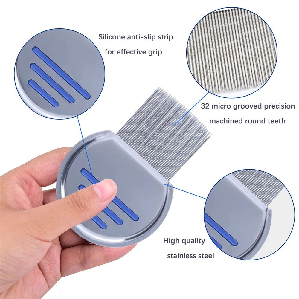 Peine para pulgas de acero inoxidable, peines para piojos y cabeza, peine para p
