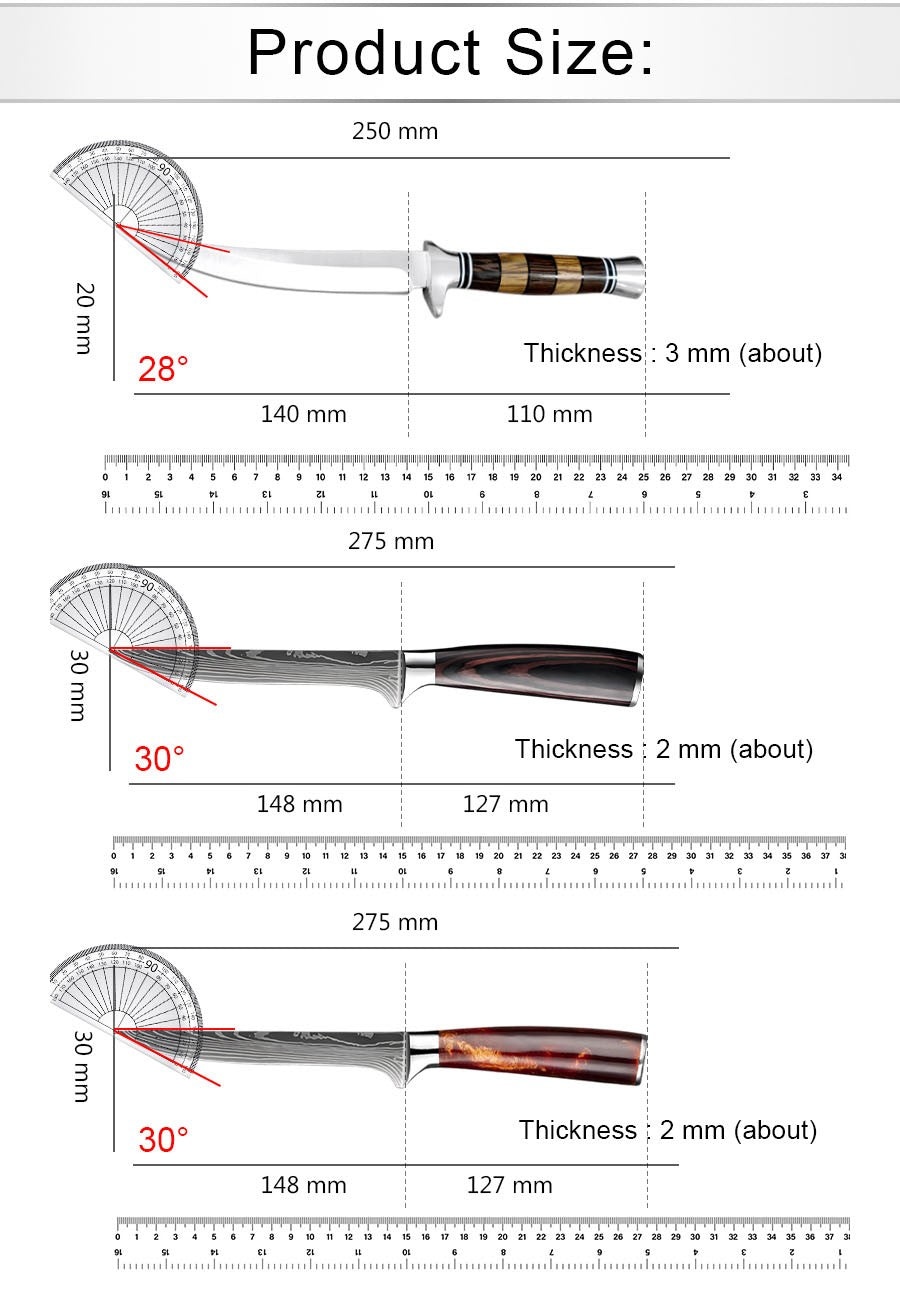 Cuchillo Sashime, cuchillo para filetear pescado, mango de madera, cuchillos de