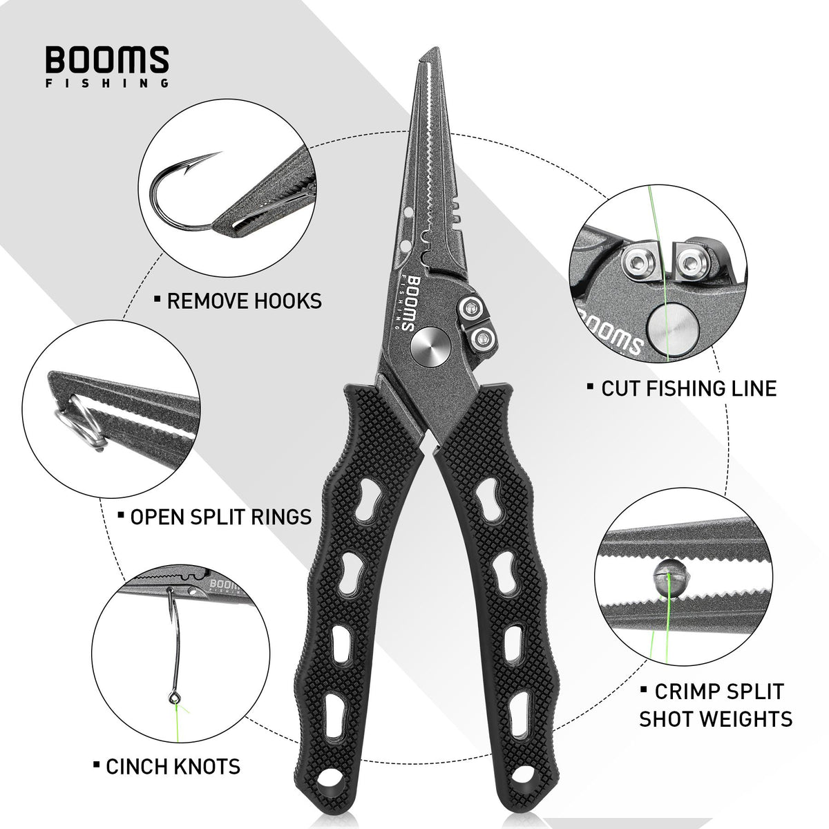 Booms Fishing-Alicates de pesca F07, tijeras de línea trenzada de acero inoxidab
