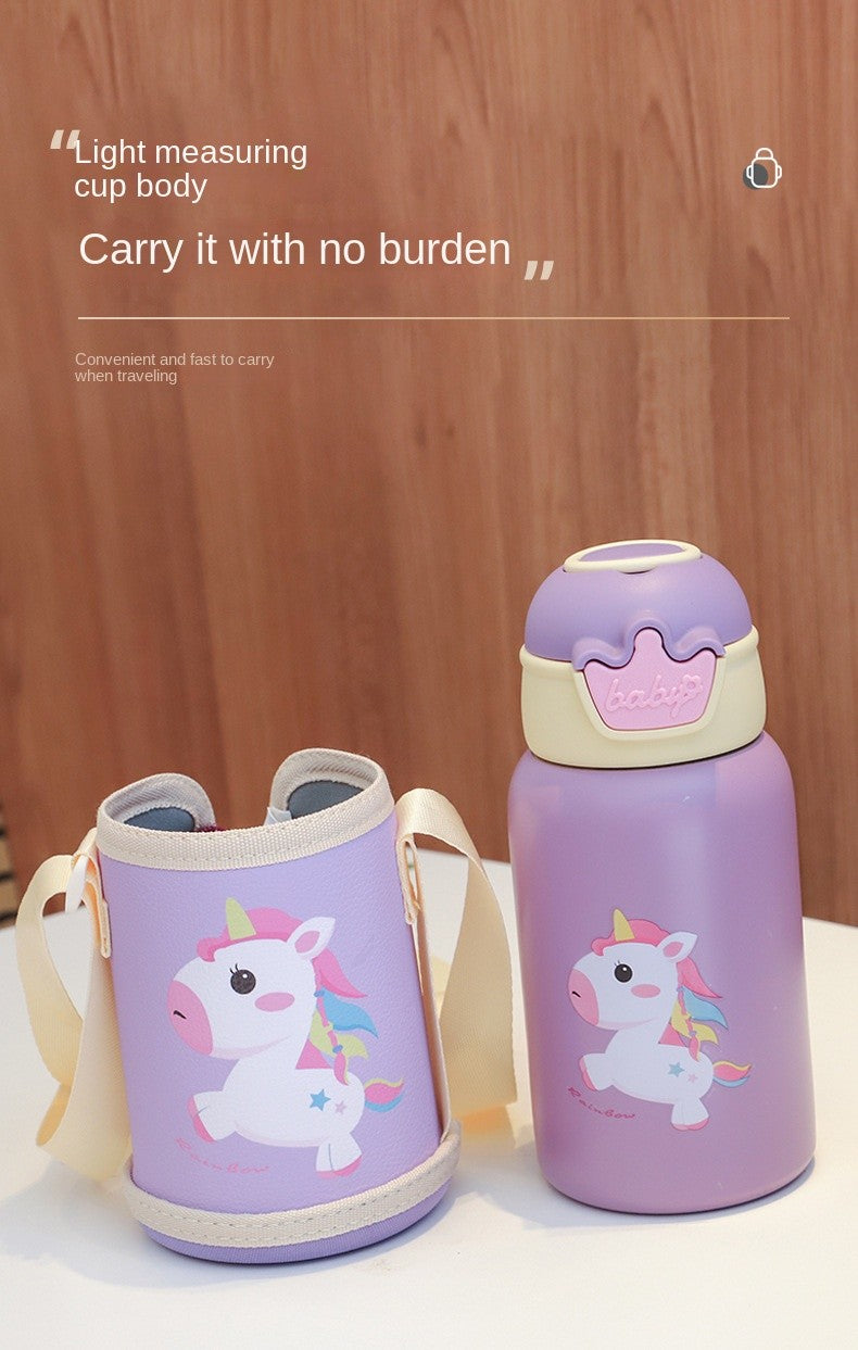 Botella Termo de unicornio para niños de 500ml, bonita botella de agua térmica p
