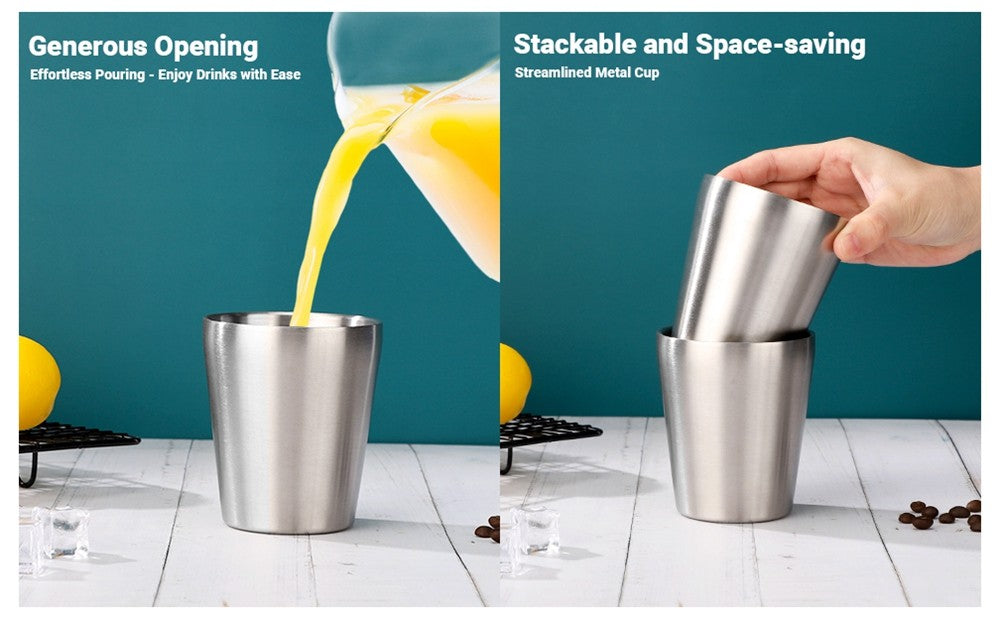 Tazas para beber de Metal de acero inoxidable 304, 4 Uds., tazas de café, doble
