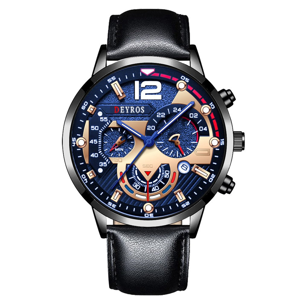 Reloj hombre Reloj de pulsera de cuarzo de acero inoxidable para hombre, cronógr
