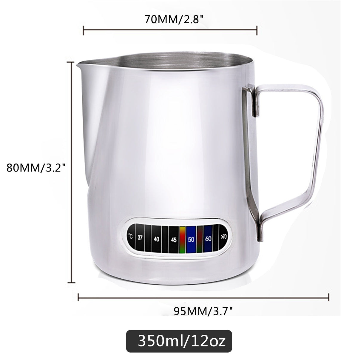 Jarra para espumar leche de 12/20oz, pantalla de temperatura de 350/600ML, jarra