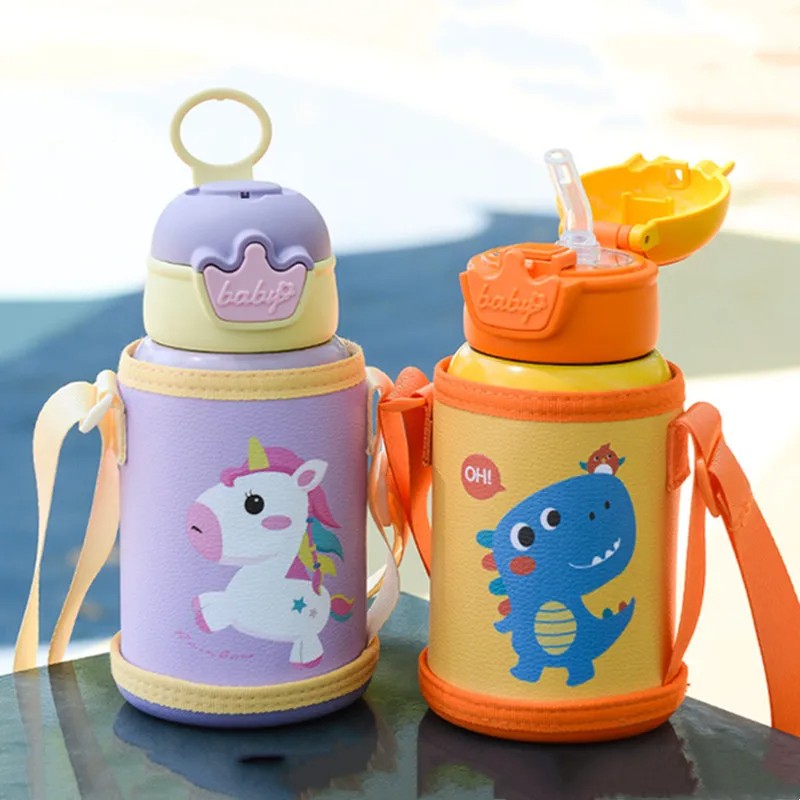 Botella Termo de unicornio para niños de 500ml, bonita botella de agua térmica p