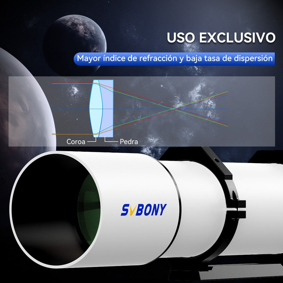Telescopio Astronómico Svbony SV48P con Apertura de 102mm/90mm, Enfocador de Dob