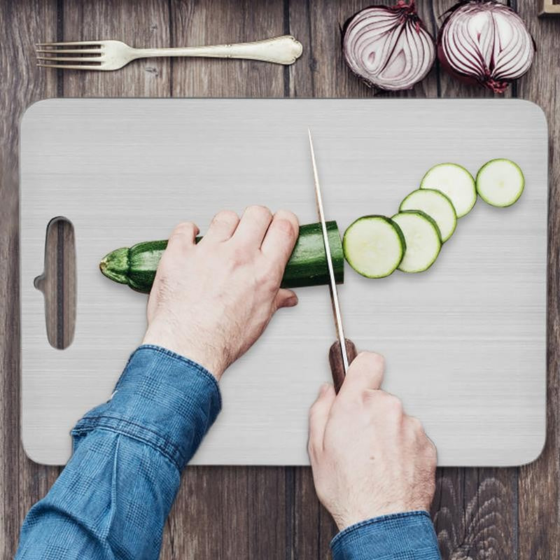 Tablas de cortar de titanio para cocina, tabla de acero inoxidable 304, doble ca