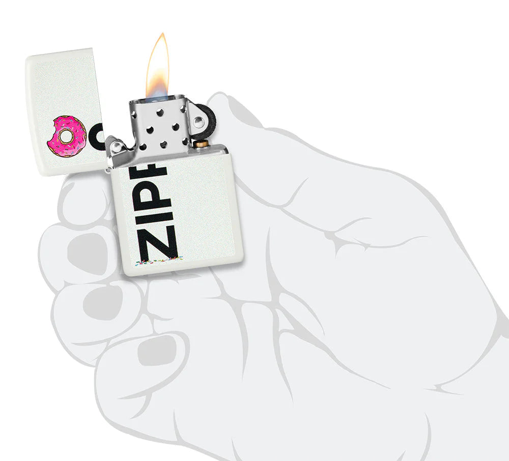 Zippo Blanco Diseño Rosquilla Mordida, 100% U S A