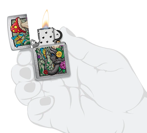 Zippo Diseño Hongo Psicodélico, Cromado Cepillado 100% U S A