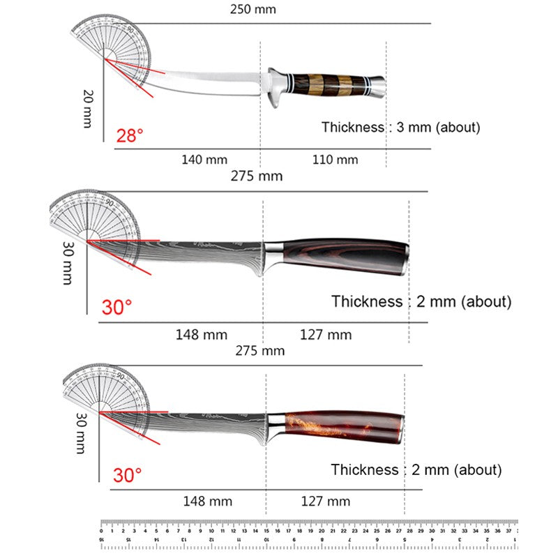 Cuchillo Sashime, cuchillo para filetear pescado, mango de madera, cuchillos de