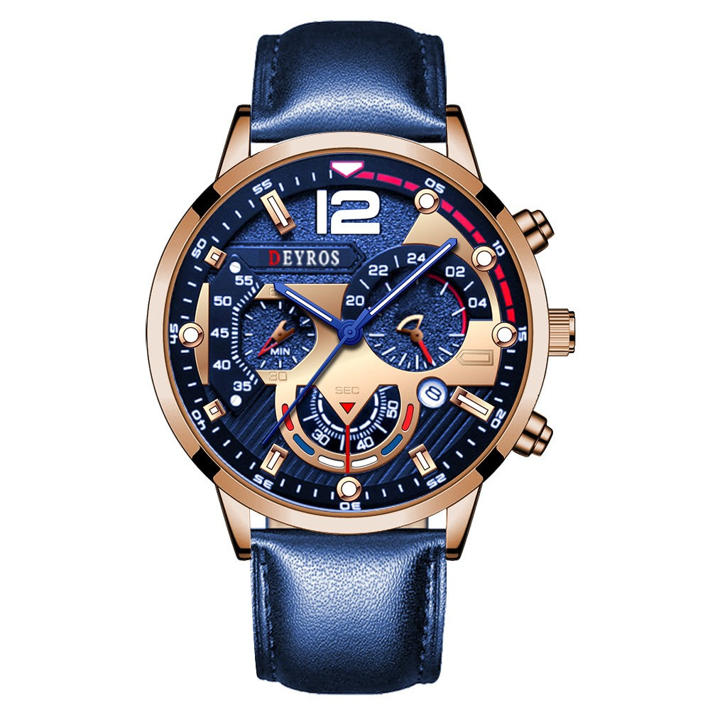 Reloj hombre Reloj de pulsera de cuarzo de acero inoxidable para hombre, cronógr