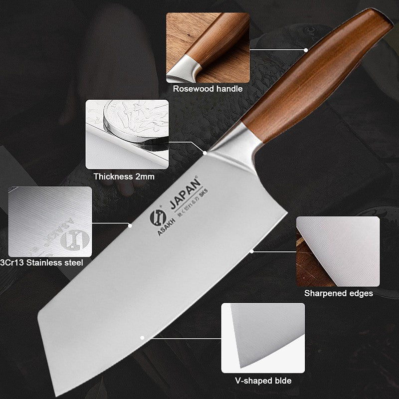 Juego de cuchillos de cocina de acero inoxidable, cuchillo para cortar carne, pe