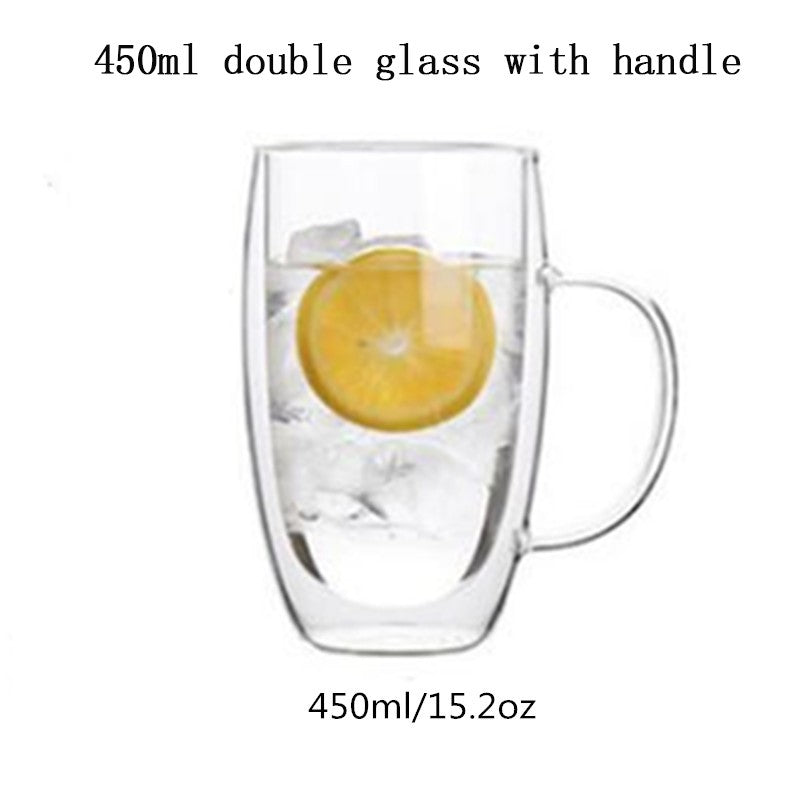 Taza de cerveza doble de acero inoxidable de 500/450 ml, taza de café occidental