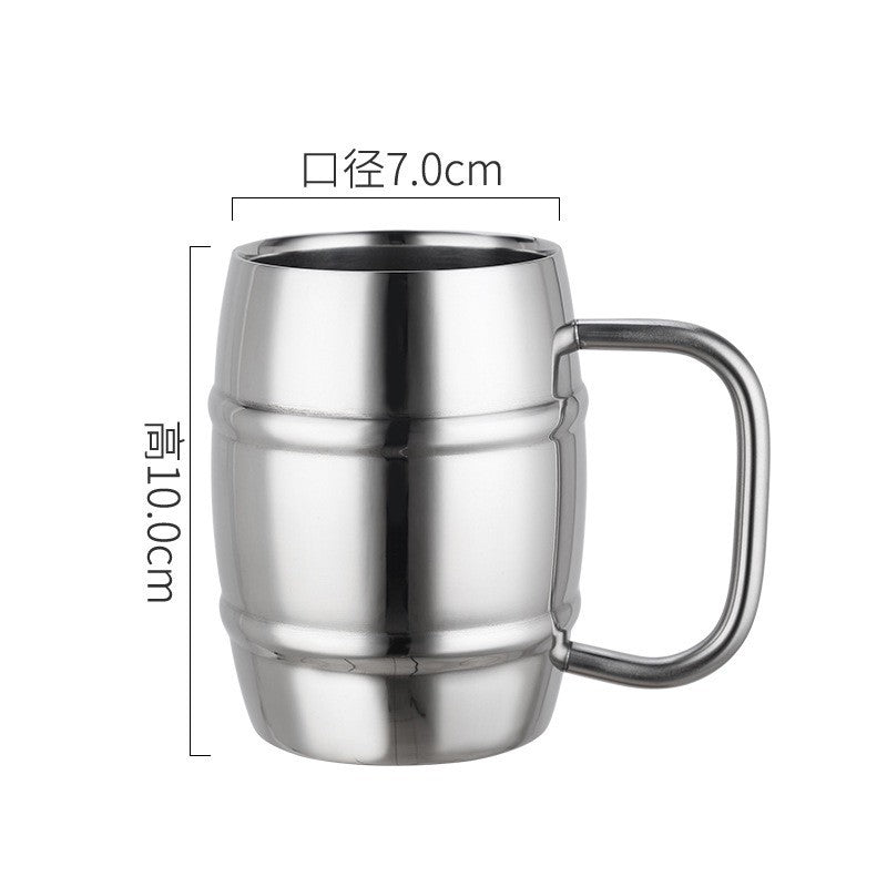 Taza de cerveza doble de acero inoxidable de 500/450 ml, taza de café occidental