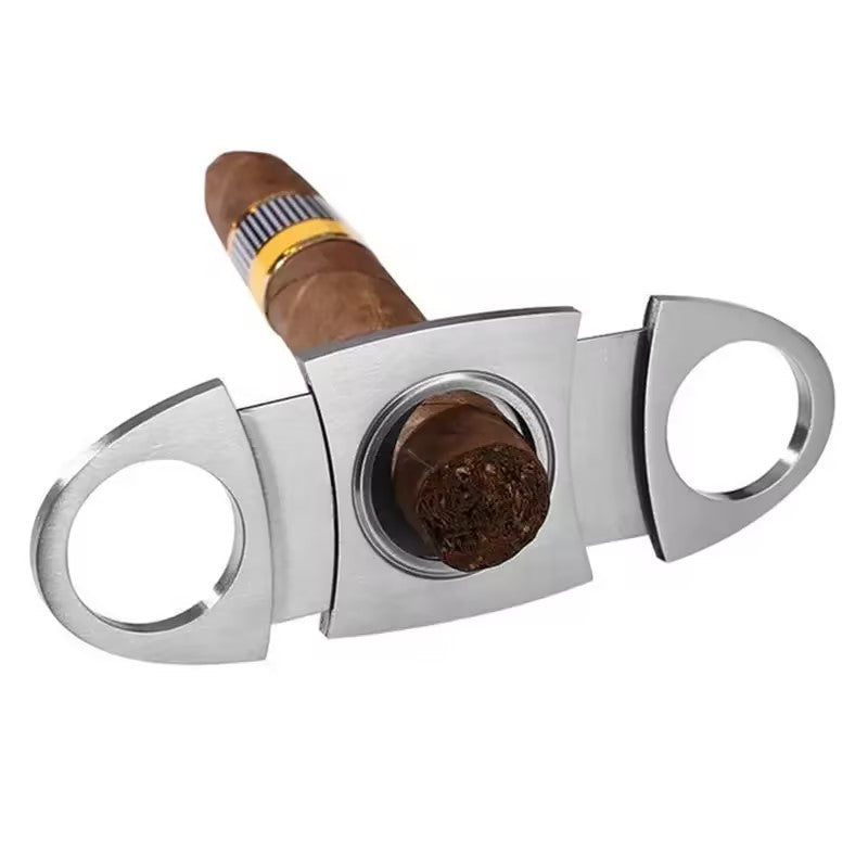 Cortador de cigarros de acero inoxidable, cortador clásico de metal, guillotina,