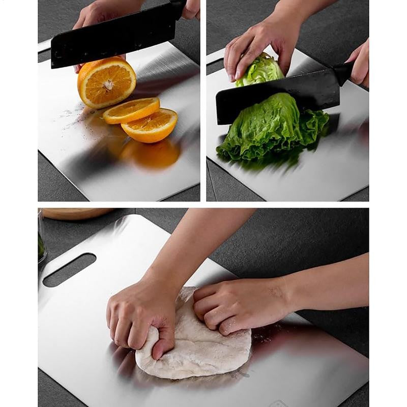 Tablas de cortar de titanio para cocina, tabla de acero inoxidable 304, doble ca