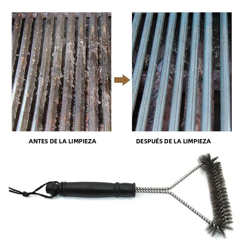 Cepillo de limpieza para barbacoa de acero inoxidable, herramienta antiadherente