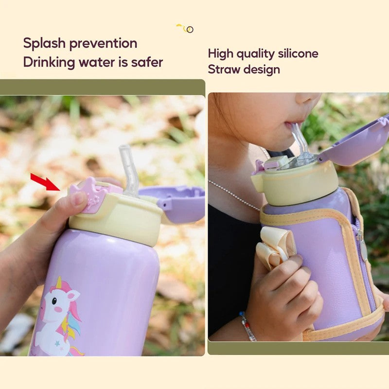 Botella Termo de unicornio para niños de 500ml, bonita botella de agua térmica p