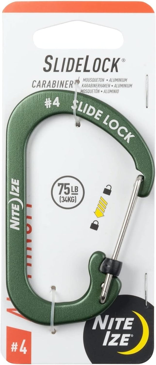 Nite Ize Mosquetón Slidelock® Aluminio Color Verde #4 USA.