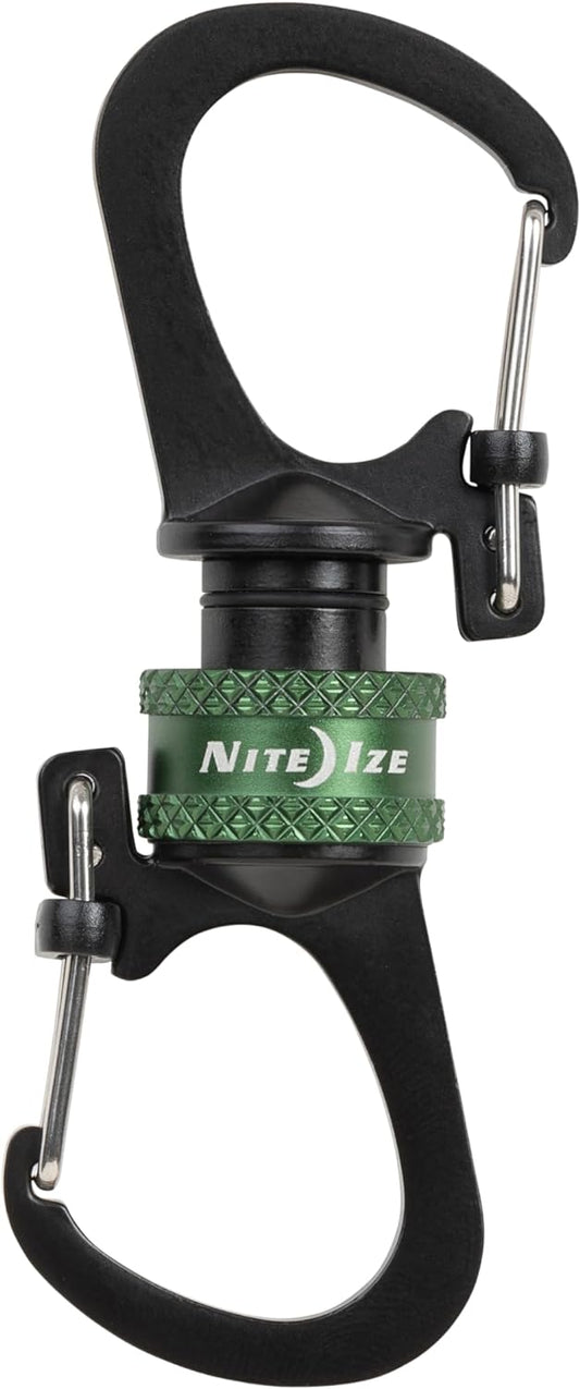 Nite Ize Slidelock® 360° Magnetic Locking Dual Carabiner Green USA