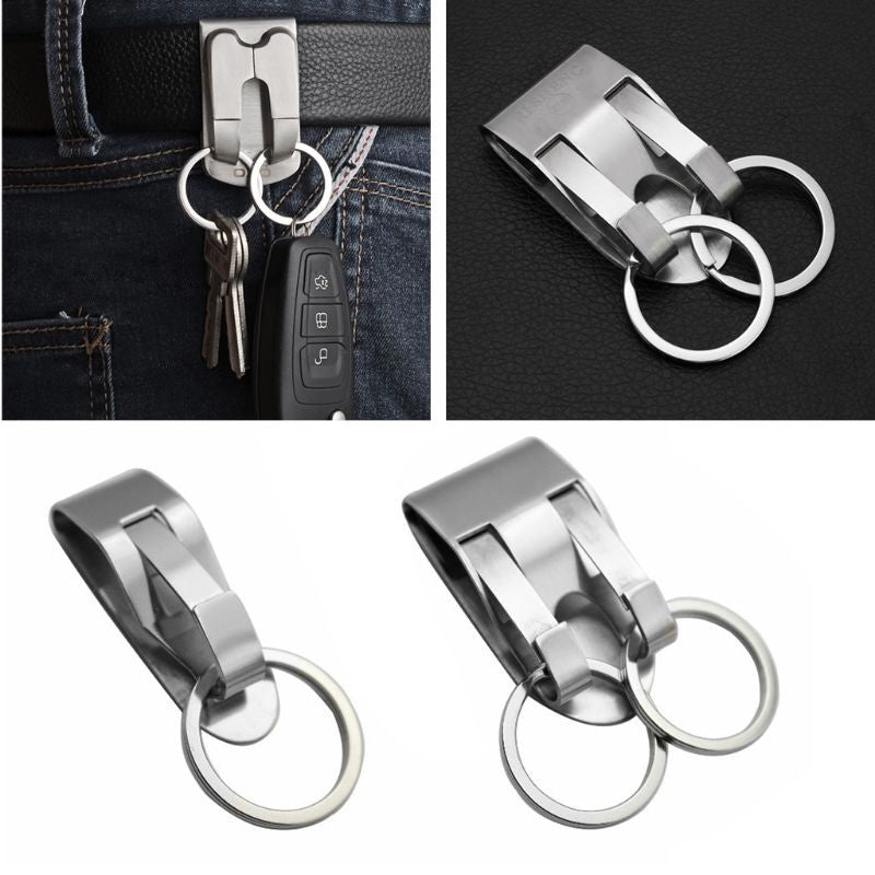 LLavero de acero inoxidable con Clip de seguridad, cinturón de alta resistencia,