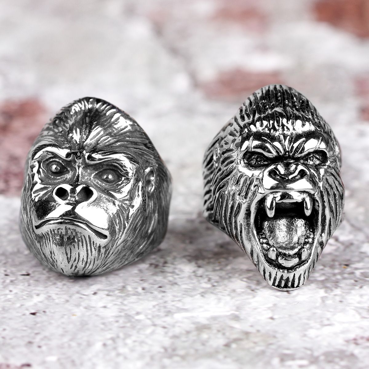 Anillos de acero inoxidable para hombre, gorila, mono, Punk, Hip Hop, personalid