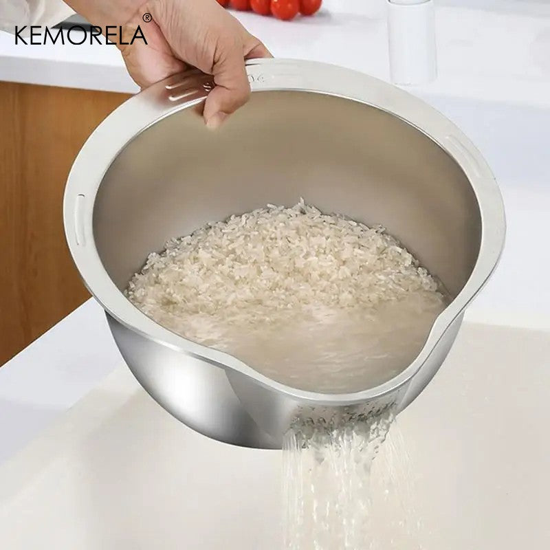 Cuenco colador para lavadora de arroz, cuenco para lavado de arroz de acero inox