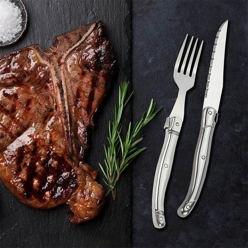 Juego de cuchillos para carne Laguiole de acero inoxidable de 9 ", tenedor