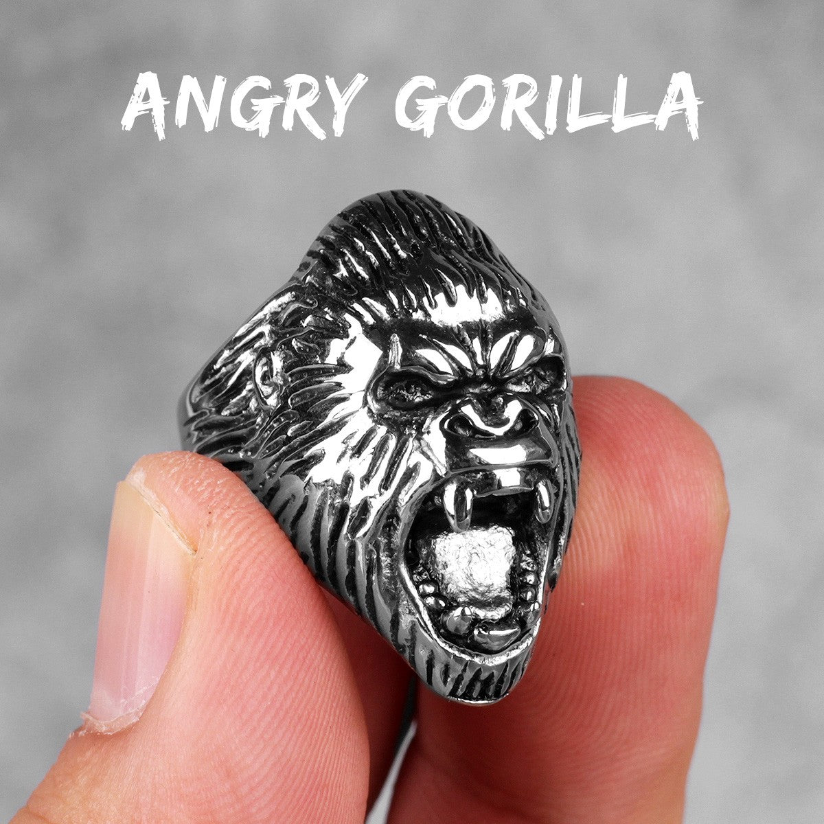 Anillos de acero inoxidable para hombre, gorila, mono, Punk, Hip Hop, personalid