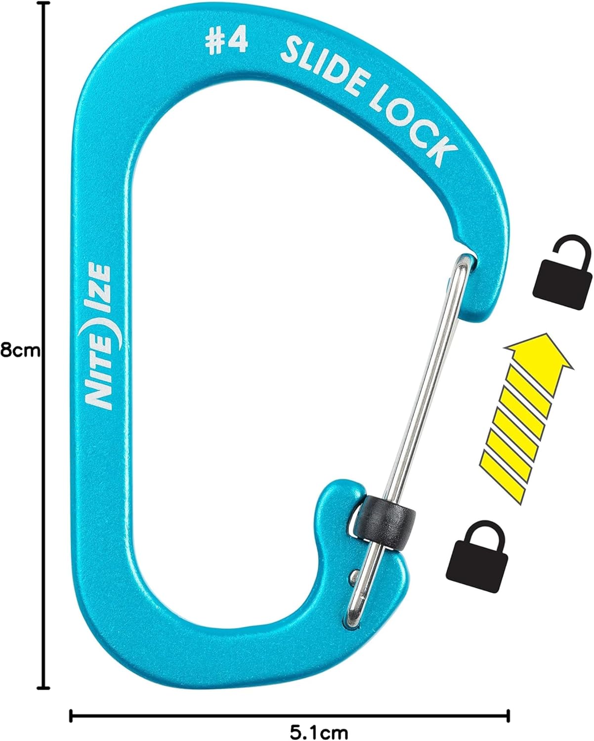 Nite Ize Mosquetón Slidelock® Aluminio Color Azul #4 USA.