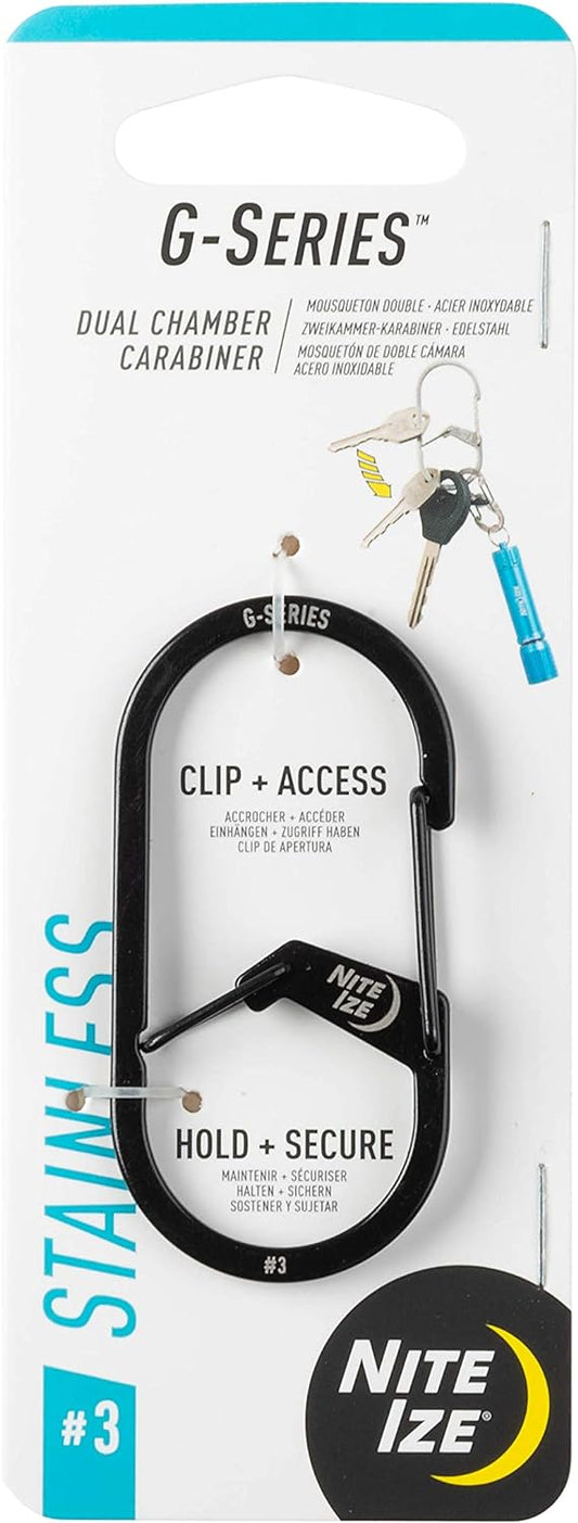 Nite Ize G-series® Dual Chamber Carabiner #3 Stainlees Steel USA