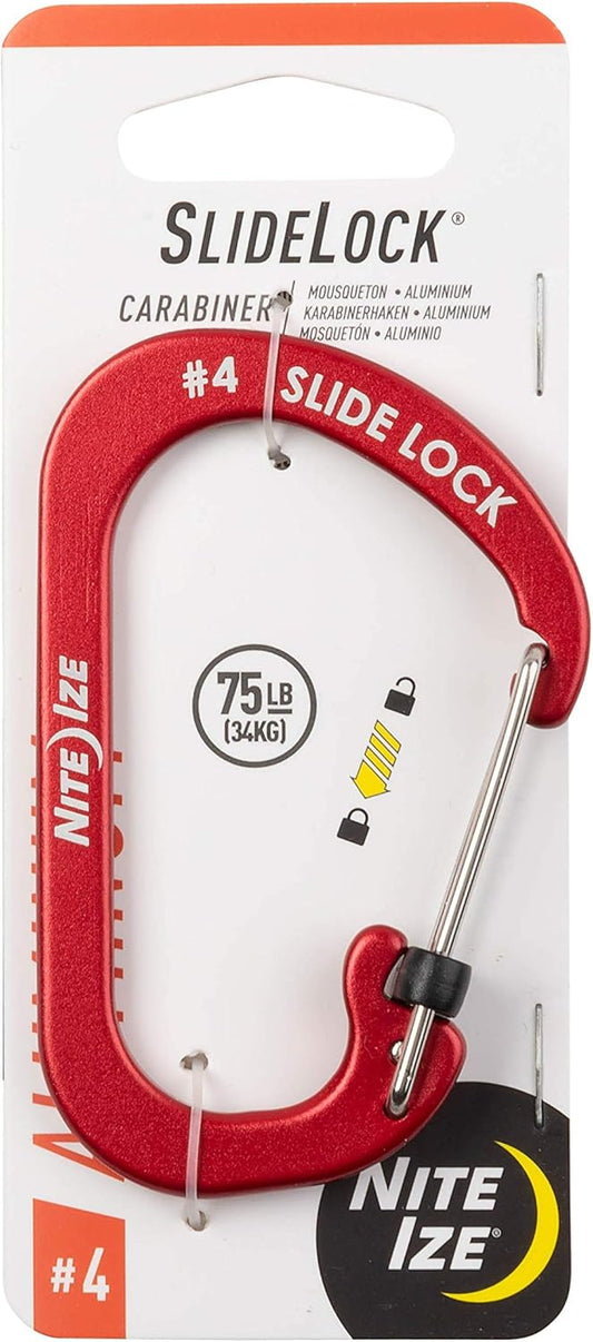 Nite Ize Mosquetón Slidelock® Aluminio Color Rojo #4 USA.