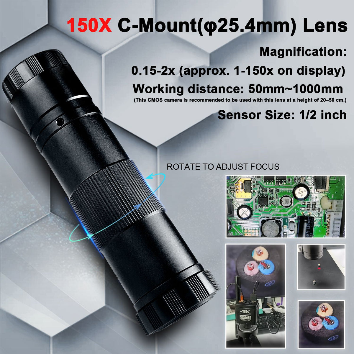 Microscopio Digital con Soporte Reforzado, Microscopio 4K HDMI USB TYPE-C, Cámar