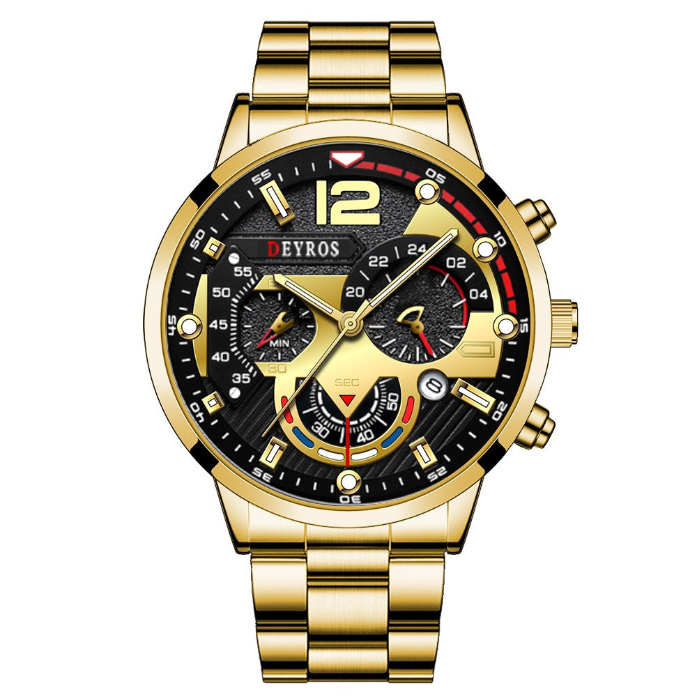 Reloj hombre Reloj de pulsera de cuarzo de acero inoxidable para hombre, cronógr