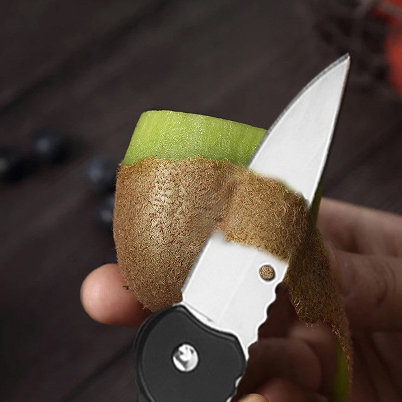 Cuchillo de fruta plegable, cuchillo de bolsillo de acero inoxidable con llavero