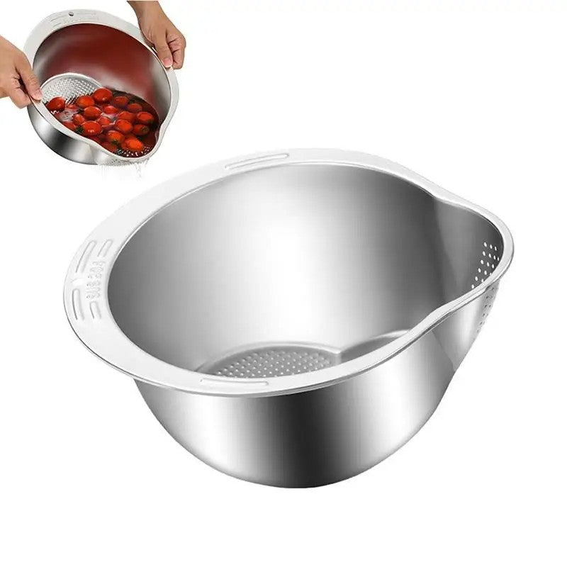 Cuenco colador para lavadora de arroz, cuenco para lavado de arroz de acero inox