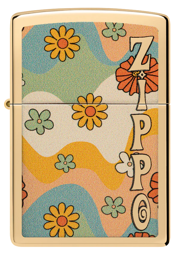 Zippo Retro Flower Power Latón Pulido Brillante 100% U S A