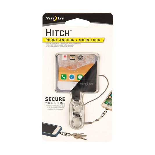 Nite Ize Ancla-Porta Celular Hitch MicroLock Negro con S-Biner Acero Inoxidable