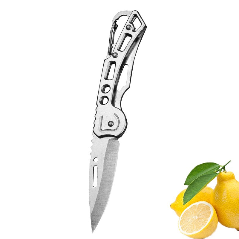 Cuchillo de fruta plegable, cuchillo de bolsillo de acero inoxidable con llavero