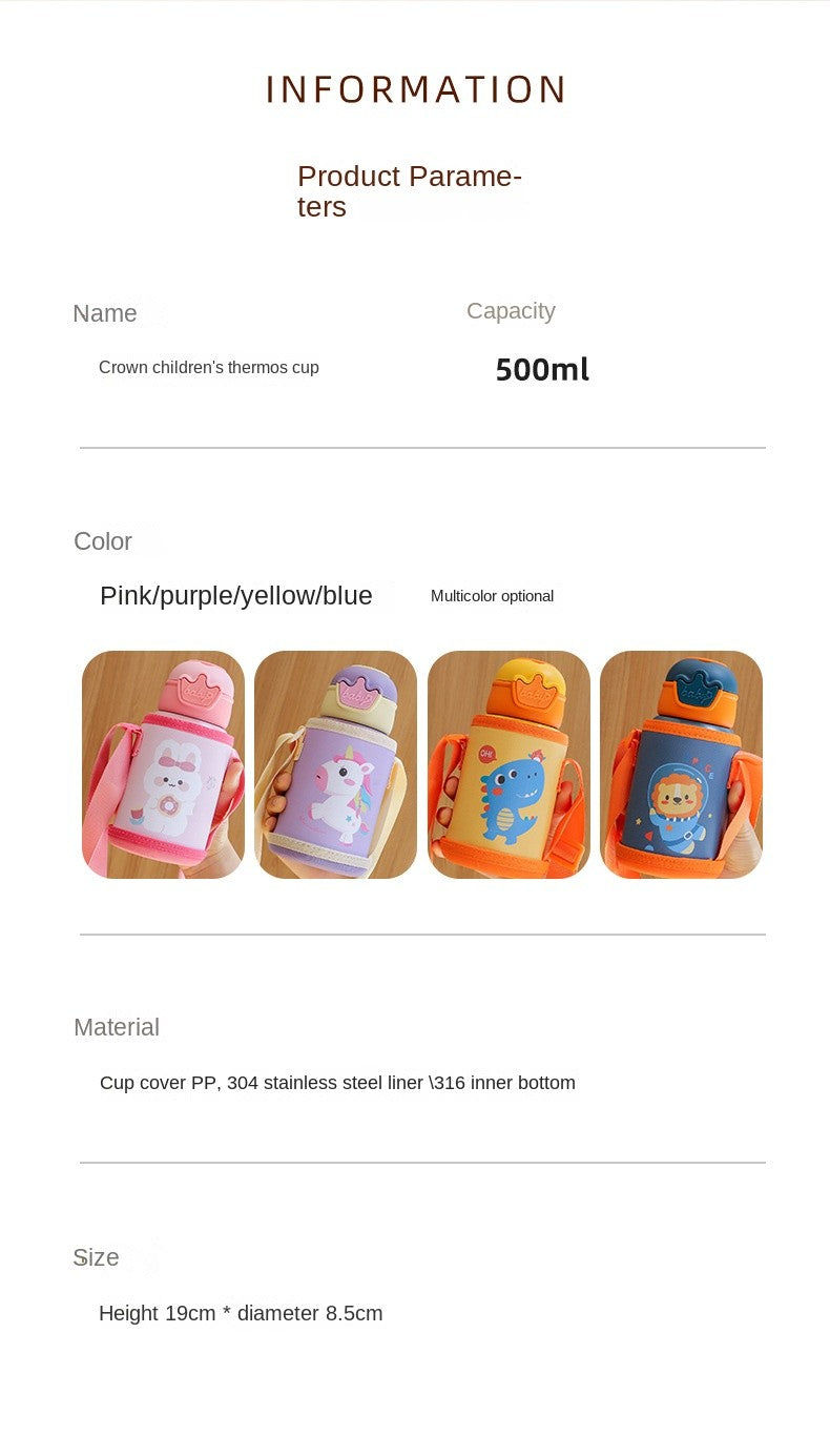 Botella Termo de unicornio para niños de 500ml, bonita botella de agua térmica p
