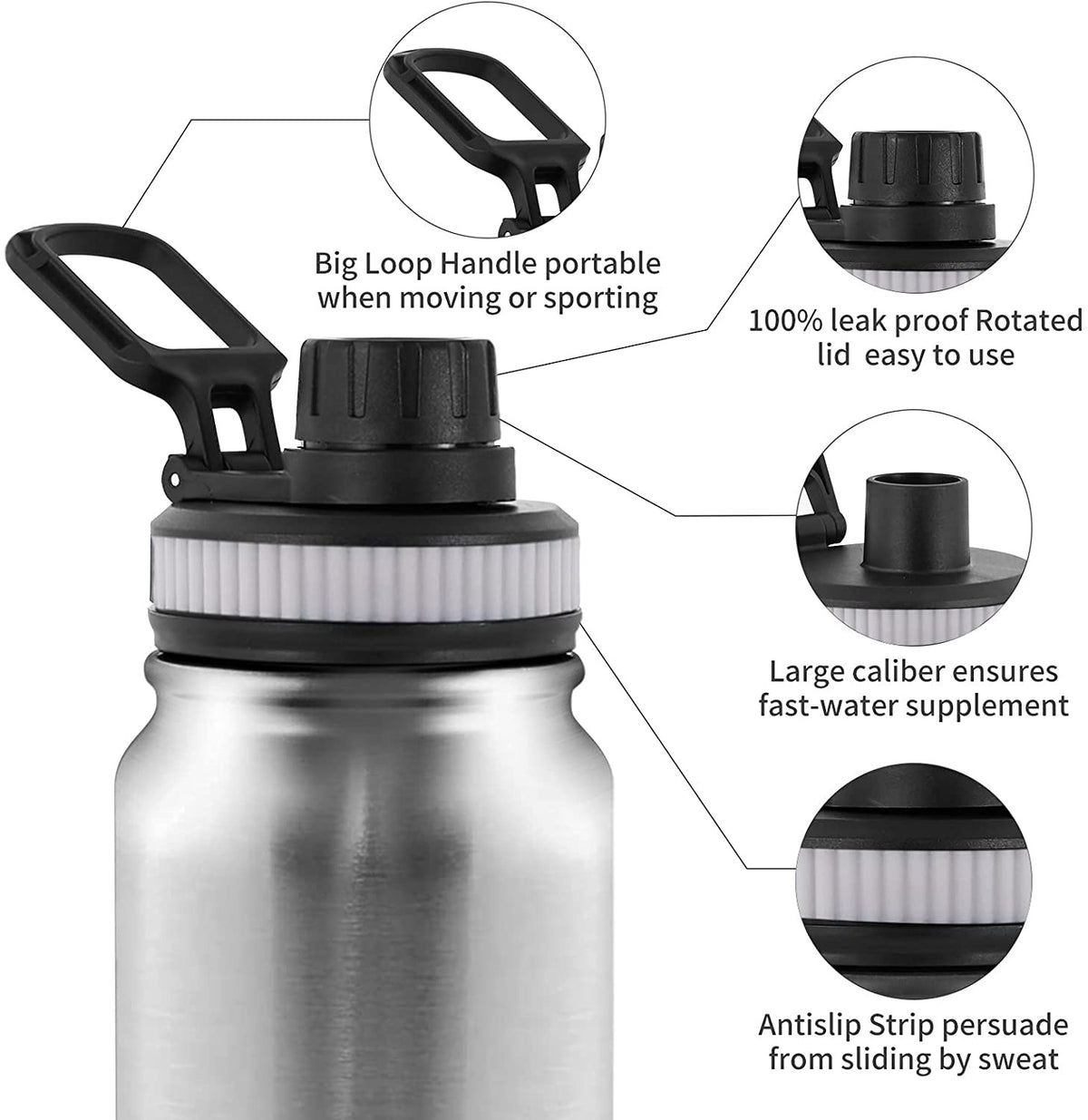 Botella Termo de acero inoxidable 304, taza de viaje portátil de doble pared, te