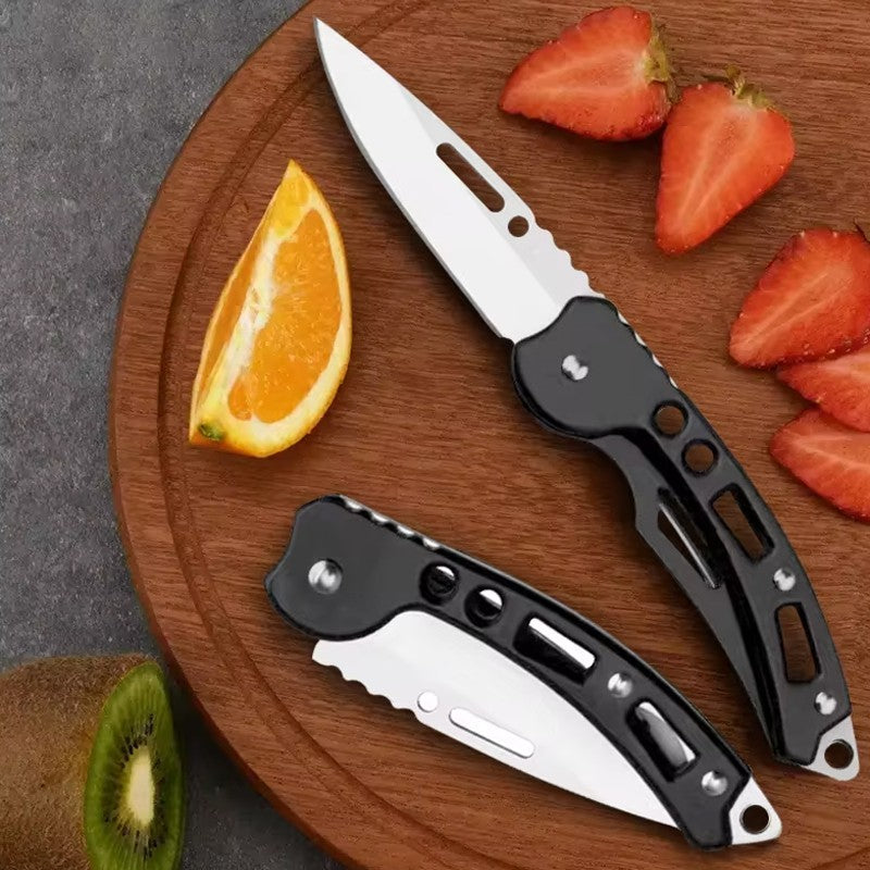 Cuchillo de fruta plegable, cuchillo de bolsillo de acero inoxidable con llavero